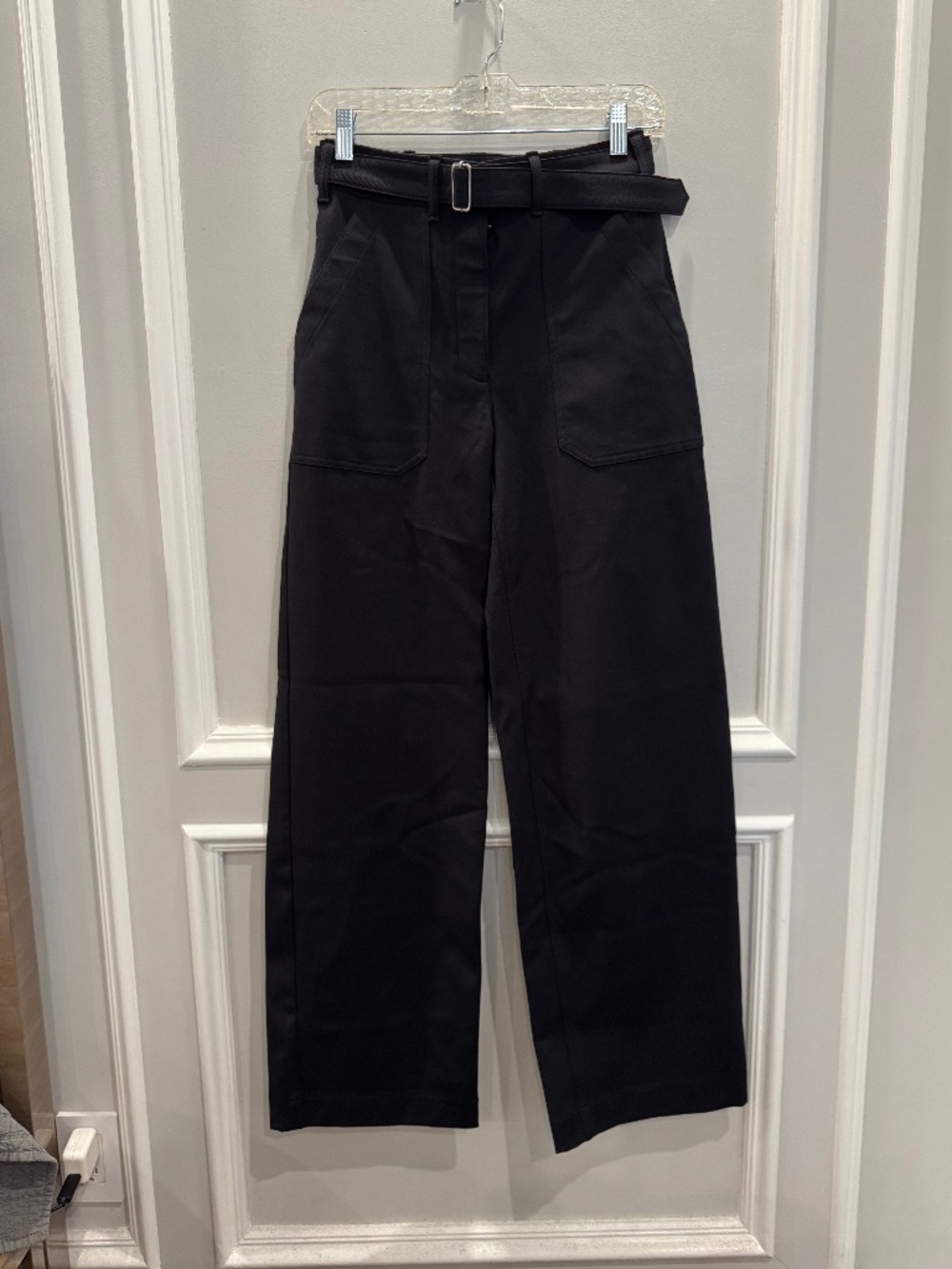 Theory Black Wide Leg Utility Cargo Pants Size 0